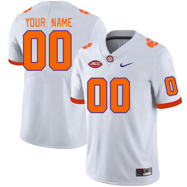 Custom Clemson Tigers Name And Number College Football Jerseys Stitched-White - Click Image to Close